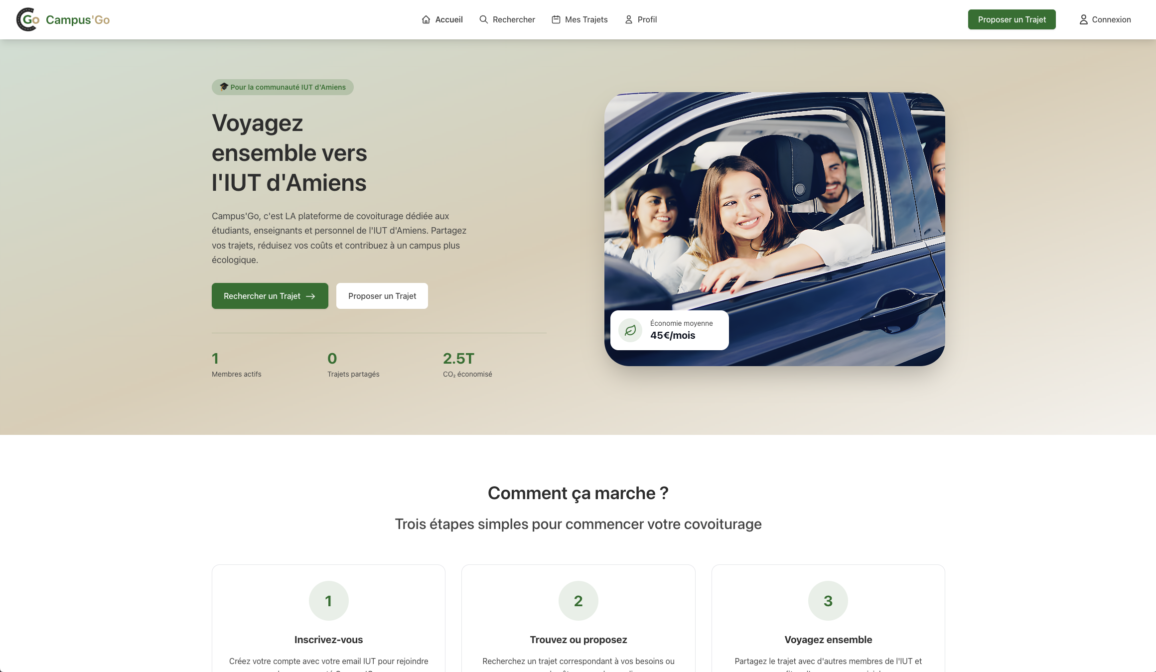 CampusGo : Plateforme de covoiturage